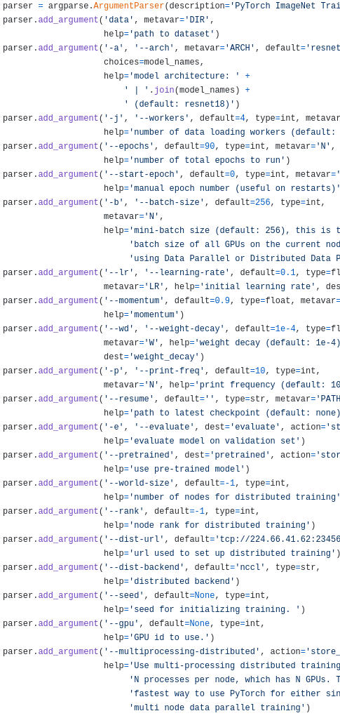 Snippet from PyTorch ImageNet Training Example